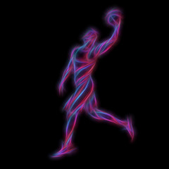 Basketball player Slam Dunk Neon Glow Silhouette