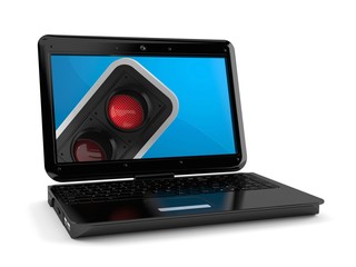 Red traffic light inside laptop