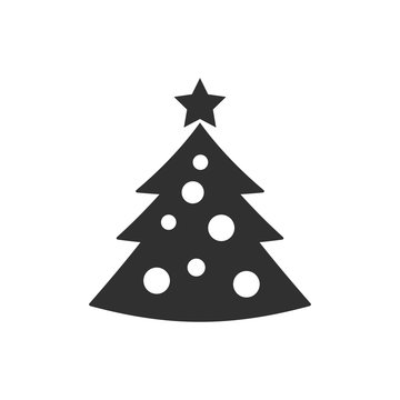 Merry Chrismas Tree Icon Isolated On White Background. Vector Illustration.