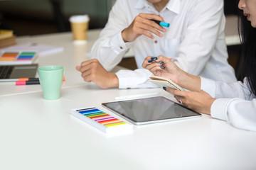 Designer girl or Programmer drawing website UX layout app development