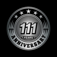 Fototapeta na wymiar 111 years anniversary celebration logo design. Vector and illustration.