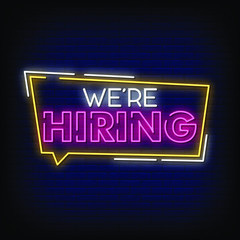 We are Hiring Neon Signs Style text vector