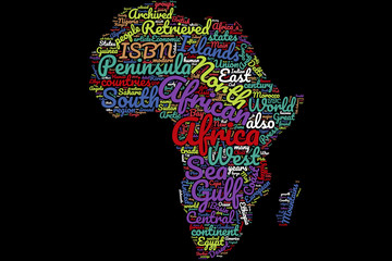Obraz na płótnie Canvas Africa map word cloud