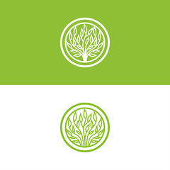 Tree logo design. Logotype company. Nature vector illustration. Eco logo icon. Abstract organic design. Vector silhouette of a tree.