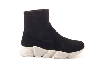 Women's shoes from a varnish on a white background