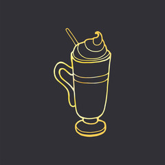 Vector sketch illustration. Cup of coffee, hand draw style, isolated.