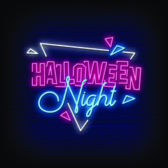 Halloween Night Neon Signs Style Text vector