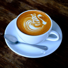 hot mocha coffee on the table