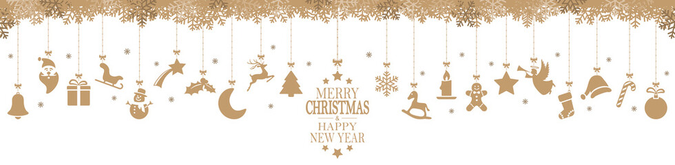 hanging christmas icons and new year greetings