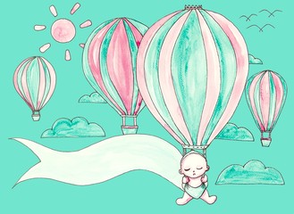 Background paint with watercolor.concept kid and family.