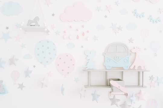 Children Playroom Wall Decoration In Pastel Tones