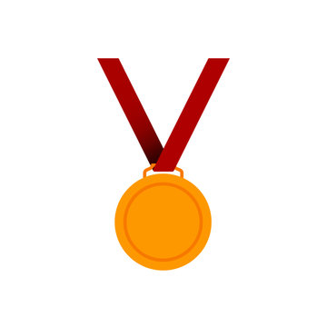 Gold medal in flat style. Vector illustration