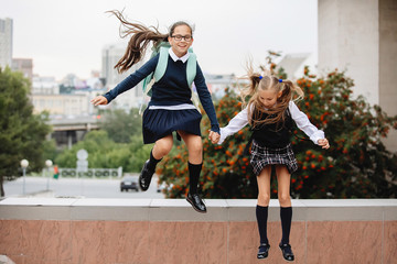 Children jumping. © olgasparrow