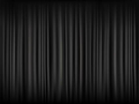 Texture of blank black curtain. Dark fabric pattern