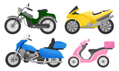 Set of moto vehicles. Vector illustration on a white background.