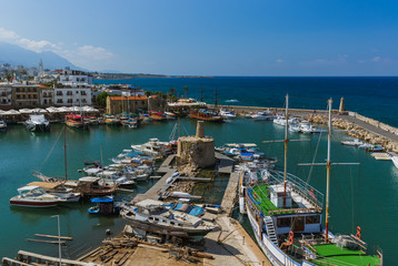 Old harbour of Kyrenia (Girne) and medieval fortress - Northern Cyprus