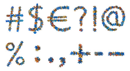 Symbols made of puzzle pieces - education concept