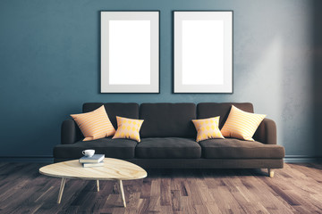 Modern room with empty two poster