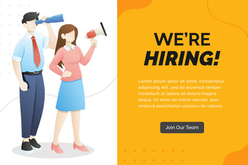 We are hiring concept with character