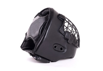 Black boxing helmet, headgear