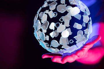 touching global network and data exchanges over the world 3D rendering