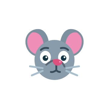 Neutral mouse face emoji flat icon, vector sign, Cute rat emoticon colorful pictogram isolated on white. Symbol, logo illustration. Flat style design