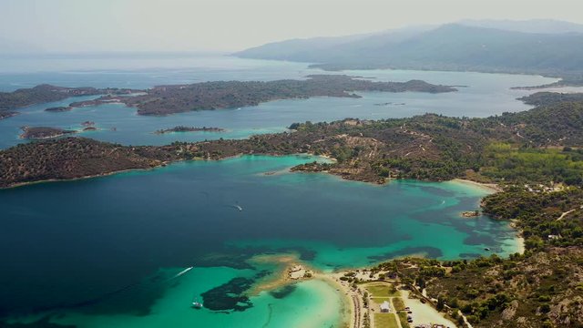 Lagonisi and Talgo beach, Sithonia, Halkidiki, Greece. Aerial landscape