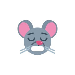 Tired mouse face emoji flat icon, vector sign, Upset rat emoticon colorful pictogram isolated on white. Symbol, logo illustration. Flat style design