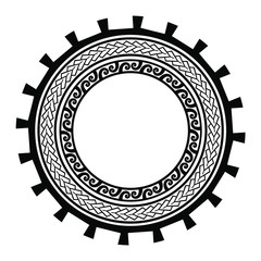 Fototapeta premium Polynesian circle tribal tattoo vector. Polynesian tribal tattoo circle black element for creating a logo pattern, pattern style, isolated vector frame