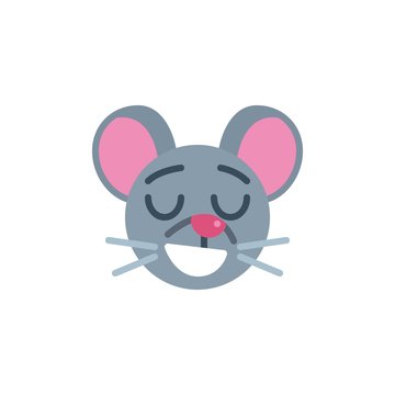 Sleeping rat emoticon flat icon, vector sign, Tired mouse face emoji colorful pictogram isolated on white. Symbol, logo illustration. Flat style design