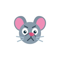 Moody mouse face emoji flat icon, vector sign, Angry rat emoticon colorful pictogram isolated on white. Symbol, logo illustration. Flat style design