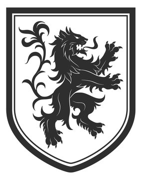 Heraldic shield with lion