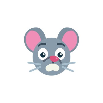 Scared mouse face emoji flat icon, vector sign, Fearful rat emoticon colorful pictogram isolated on white. Symbol, logo illustration. Flat style design