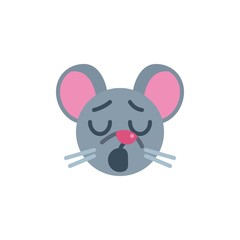 Yawning rat emoticon flat icon, vector sign, Tired mouse face emoji colorful pictogram isolated on white. Symbol, logo illustration. Flat style design