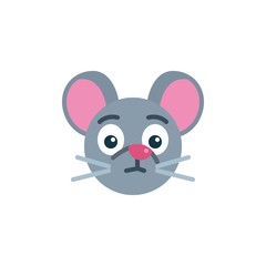 Shocked mouse face emoji flat icon, vector sign, Surprised rat emoticon colorful pictogram isolated on white. Symbol, logo illustration. Flat style design