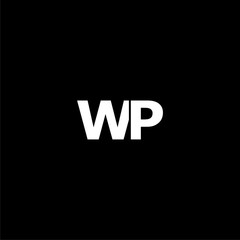 Fototapeta na wymiar WP W P Letter Logo isolated on black background