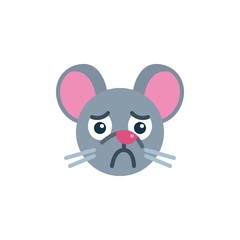 Obraz na płótnie Canvas Sick rat emoticon flat icon, vector sign, Sad mouse face emoji colorful pictogram isolated on white. Symbol, logo illustration. Flat style design