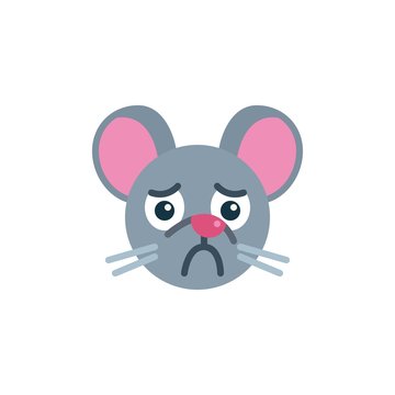 Sick rat emoticon flat icon, vector sign, Sad mouse face emoji colorful pictogram isolated on white. Symbol, logo illustration. Flat style design