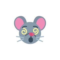 Crazy mouse face emoji flat icon, vector sign, Dizzy rat emoticon colorful pictogram isolated on white. Symbol, logo illustration. Flat style design