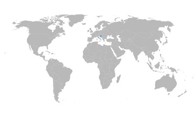 Fototapeta na wymiar European country croatia highlighted on world map vector
