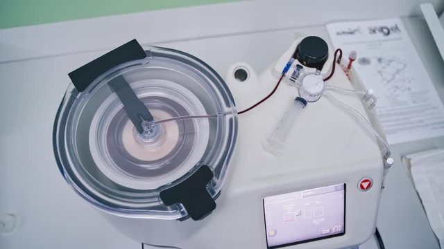 Research of stem cells. Modern equipment in clinic. Stem cells injection procedure.