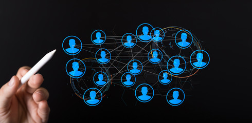 Lines connected with dots as social communication concept