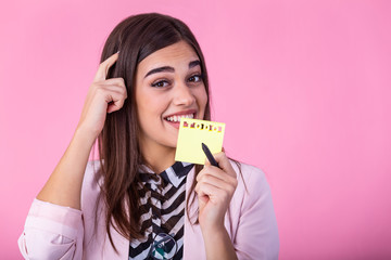 Young businesswoman with to do list sticky notes , To Do List Personal Organizer Management Reminder Task Concept