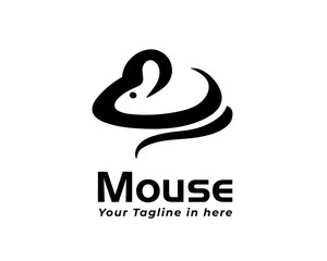 Simple sleeping mouse logo design inspiration