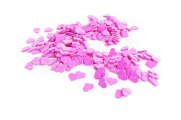 background of pink pills heart on a white background 3D illustration, 3D rendering