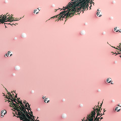 Fototapeta premium Christmas pink minimal concept