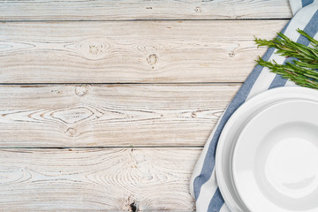 Rustic style table setting on wooden background