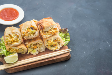 Vegetarian spring roll with  sweet sauce