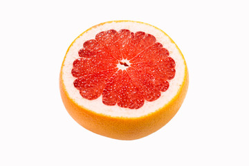 Half grapefruit isolated on white background.