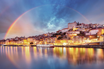 Naklejka na ściany i meble Porto city at sunset, Portugal